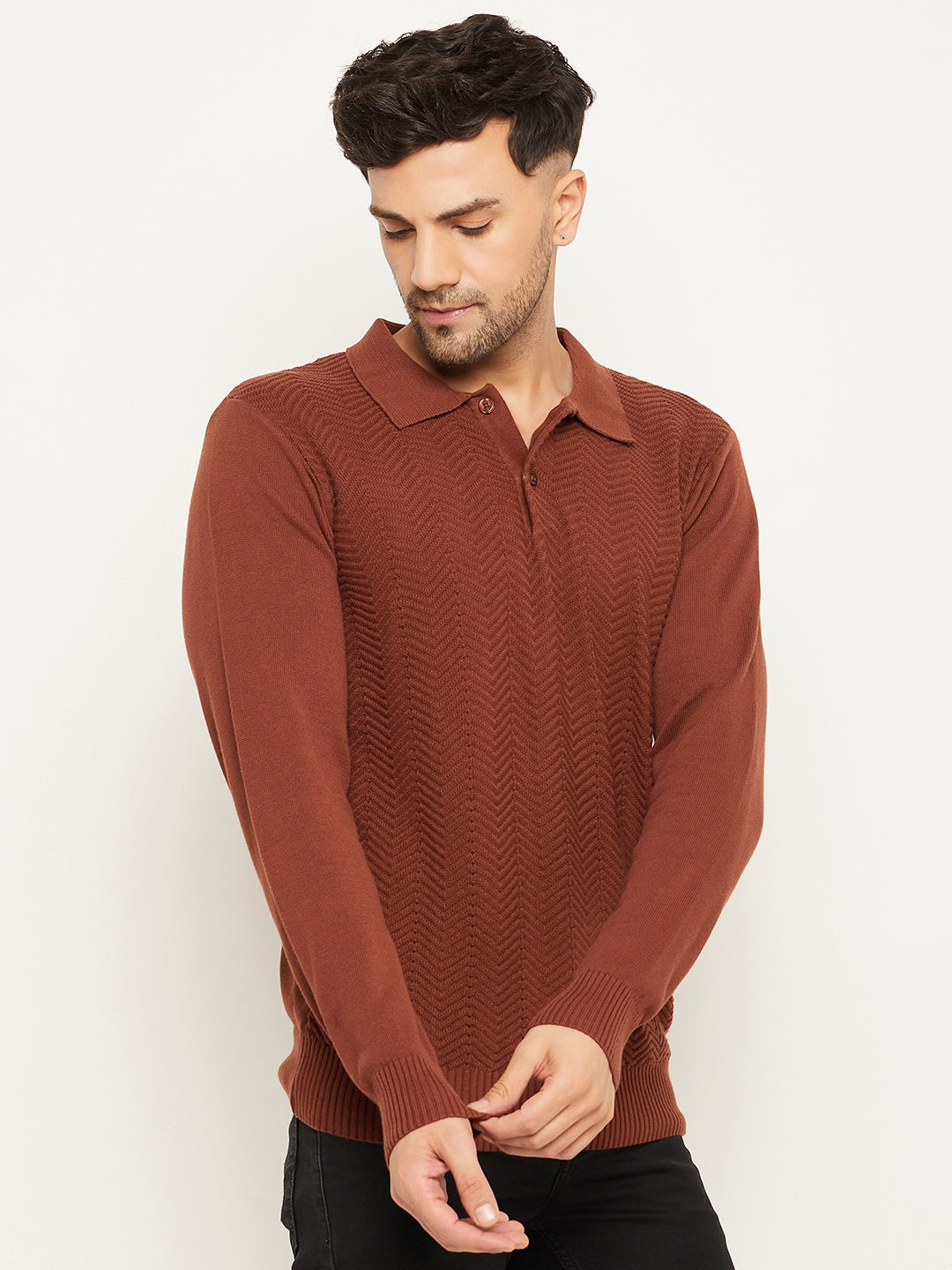 Bitter Chocolate Polo Neck Sweater