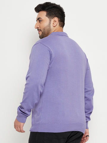 Lavender Polo Neck Plus Size Sweater