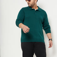 Pine Polo Neck Plus Size Sweater
