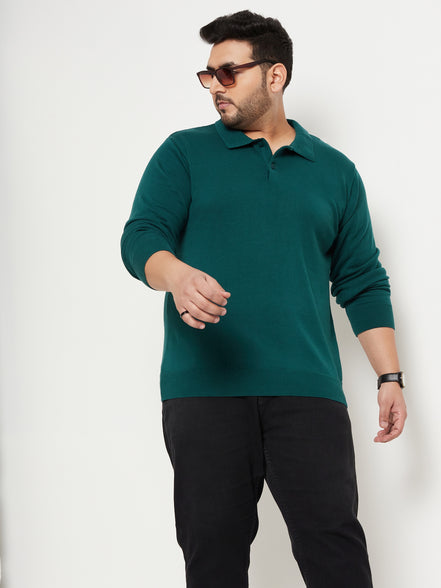 Pine Polo Neck Plus Size Sweater