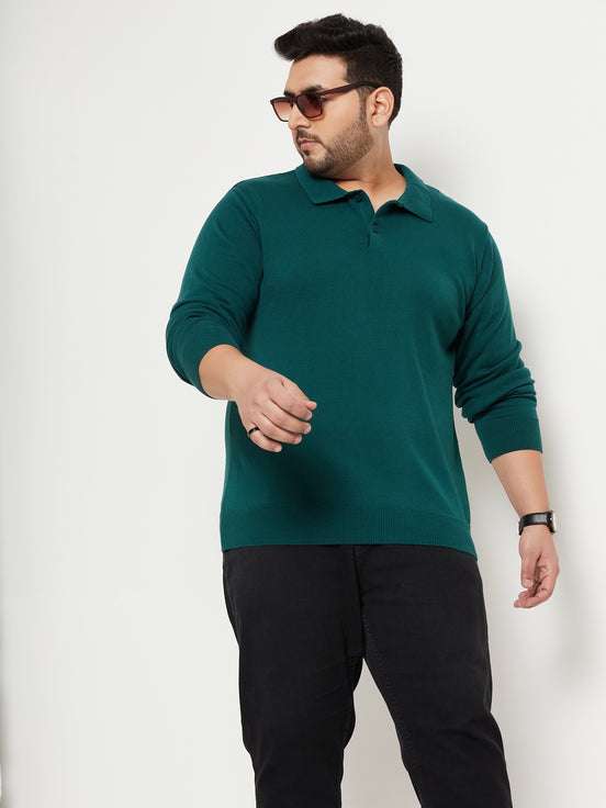 Pine Polo Neck Plus Size Sweater