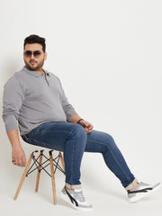 Light Grey Polo Neck Plus Size Sweater