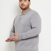 Light Grey Polo Neck Plus Size Sweater