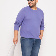 Lavender Round Neck Plus Size Sweater