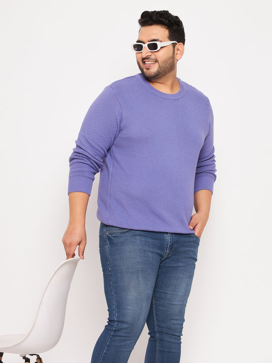 Lavender Round Neck Plus Size Sweater