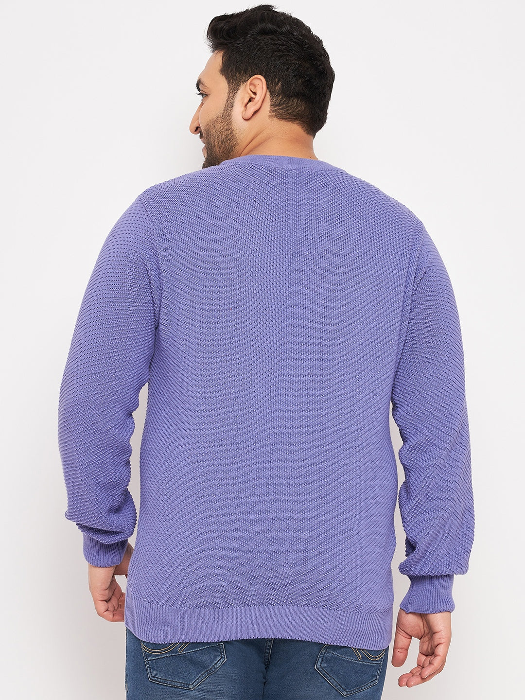 Lavender Round Neck Plus Size Sweater