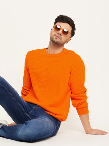 Orange Round Neck Sweater