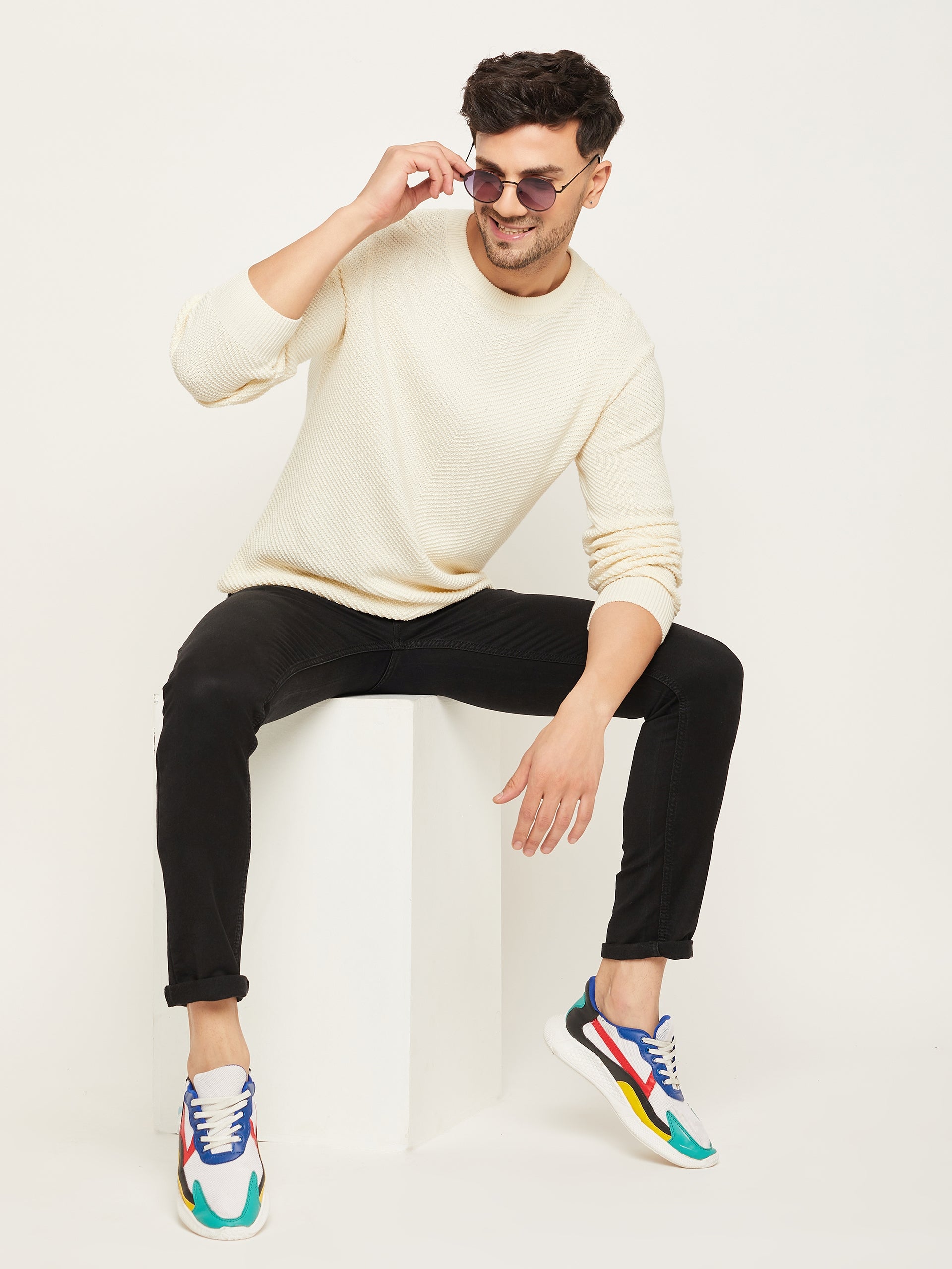 Off White Round Neck Sweater