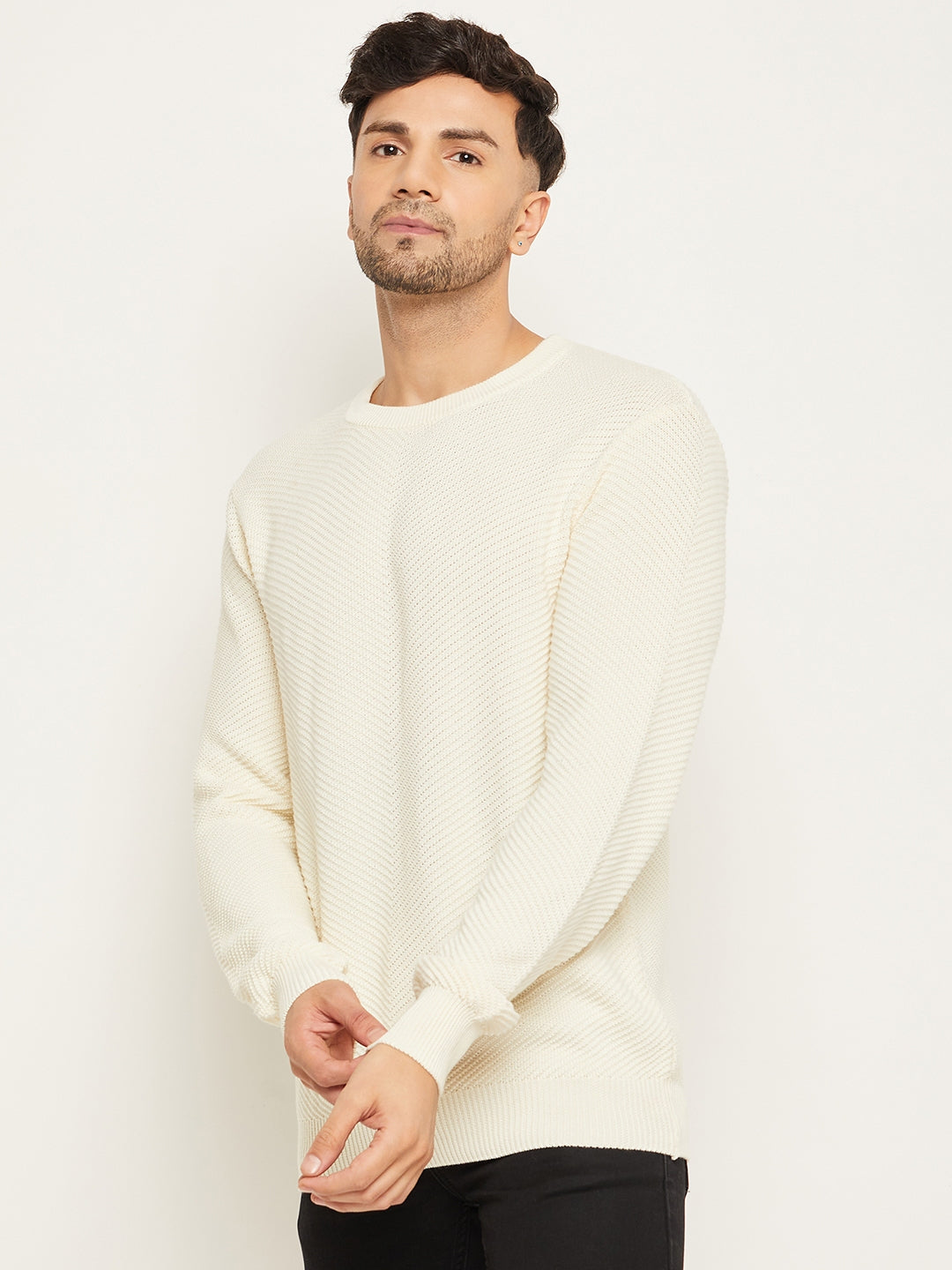 Off White Round Neck Sweater