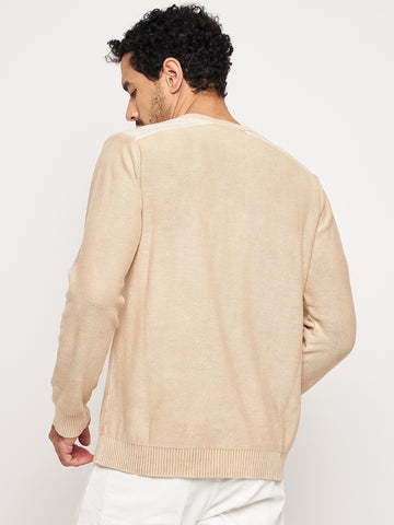 Khaki Henley Neck Sweater