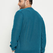 Bottle Green V Neck Plus Size Sweater