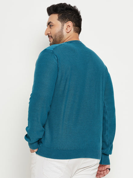 Bottle Green V Neck Plus Size Sweater