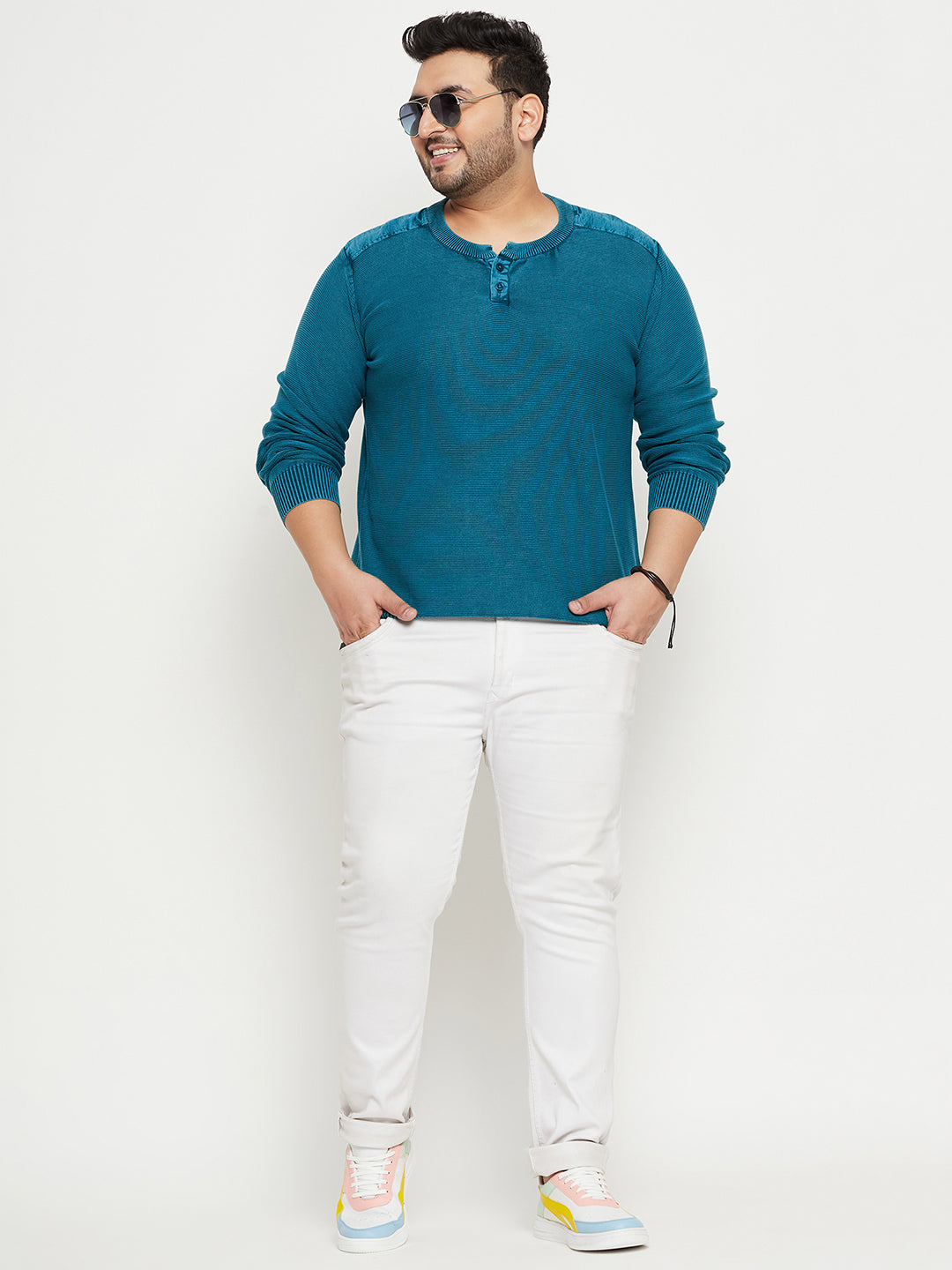 Bottle Green V Neck Plus Size Sweater