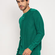 Bottle Green Henley Neck Sweater