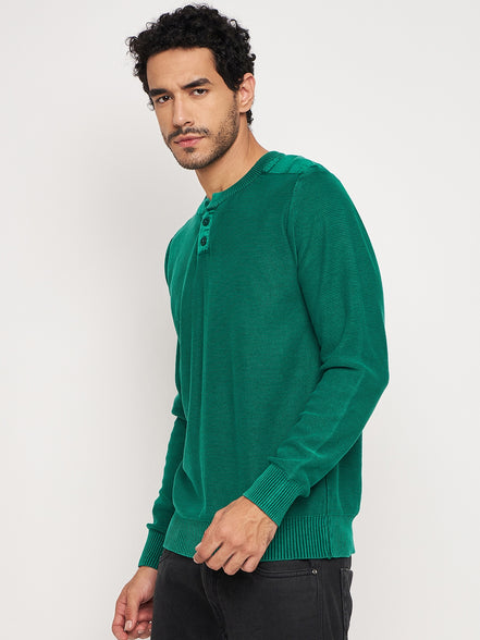 Bottle Green Henley Neck Sweater