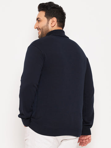 Navy High Neck Plus Size Sweater