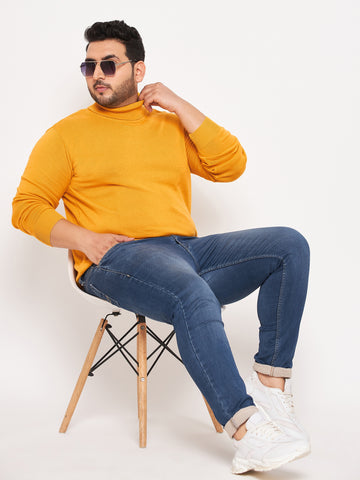 Mustard High Neck Plus Size Sweater