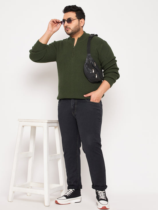 Olive Mock Neck Plus Size Sweater