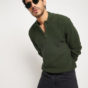 Olive Mock Neck Sweater