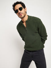 Olive Mock Neck Sweater