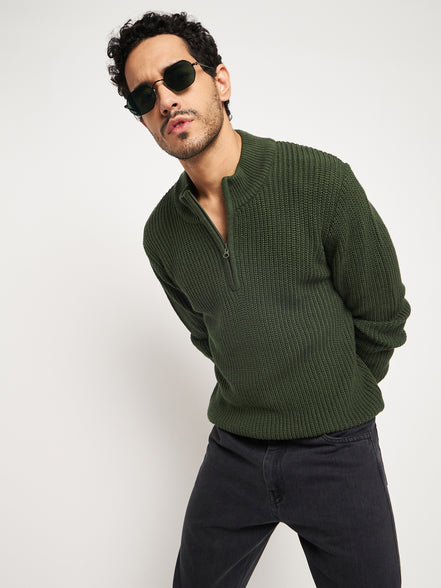 Olive Mock Neck Sweater