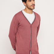 Dusty Pink V Neck Plus Size Sweater