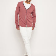 Dusty Pink V Neck Plus Size Sweater