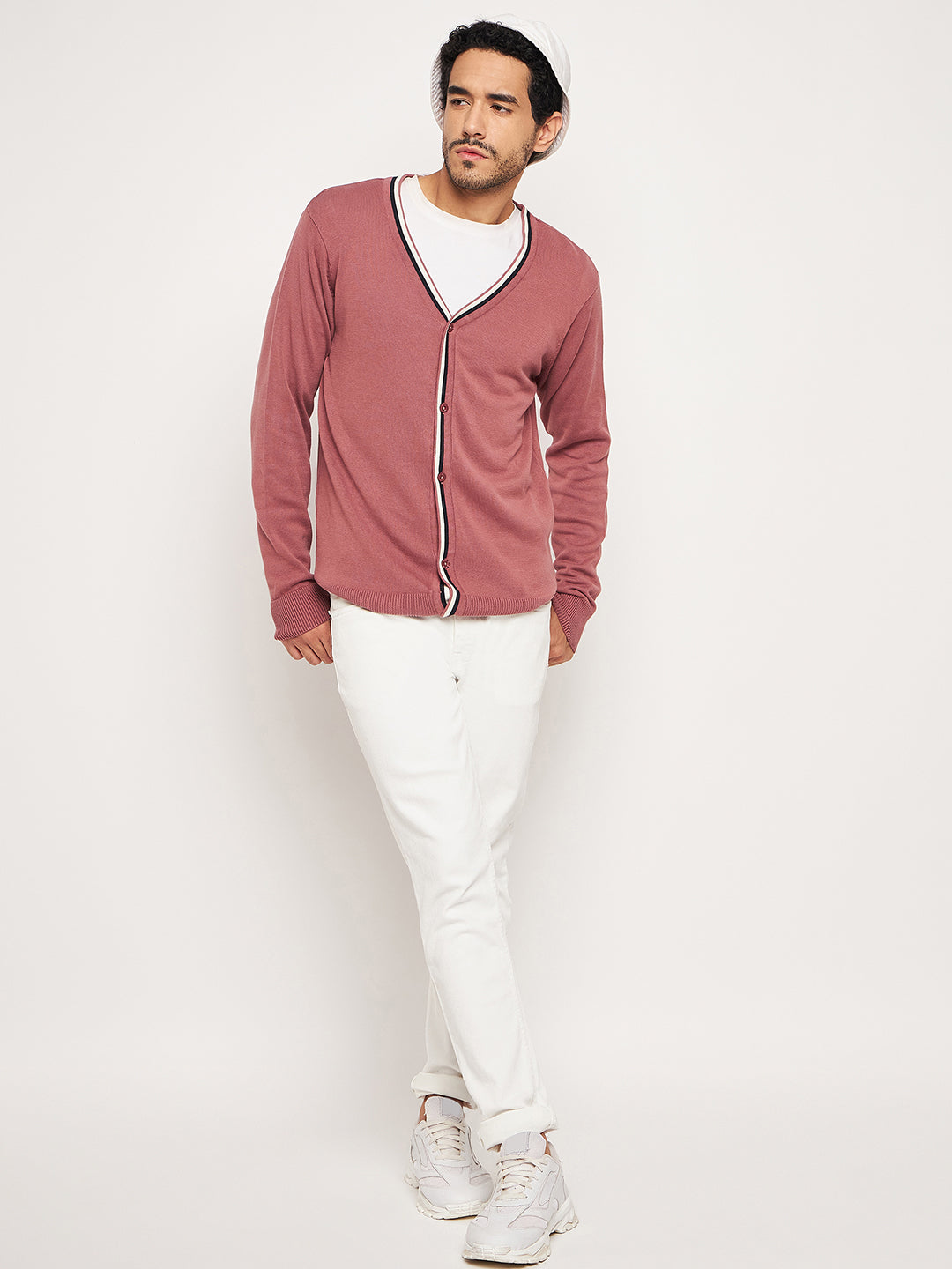 Dusty Pink V Neck Plus Size Sweater