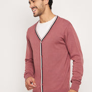 Dusty Pink V Neck Cardigan