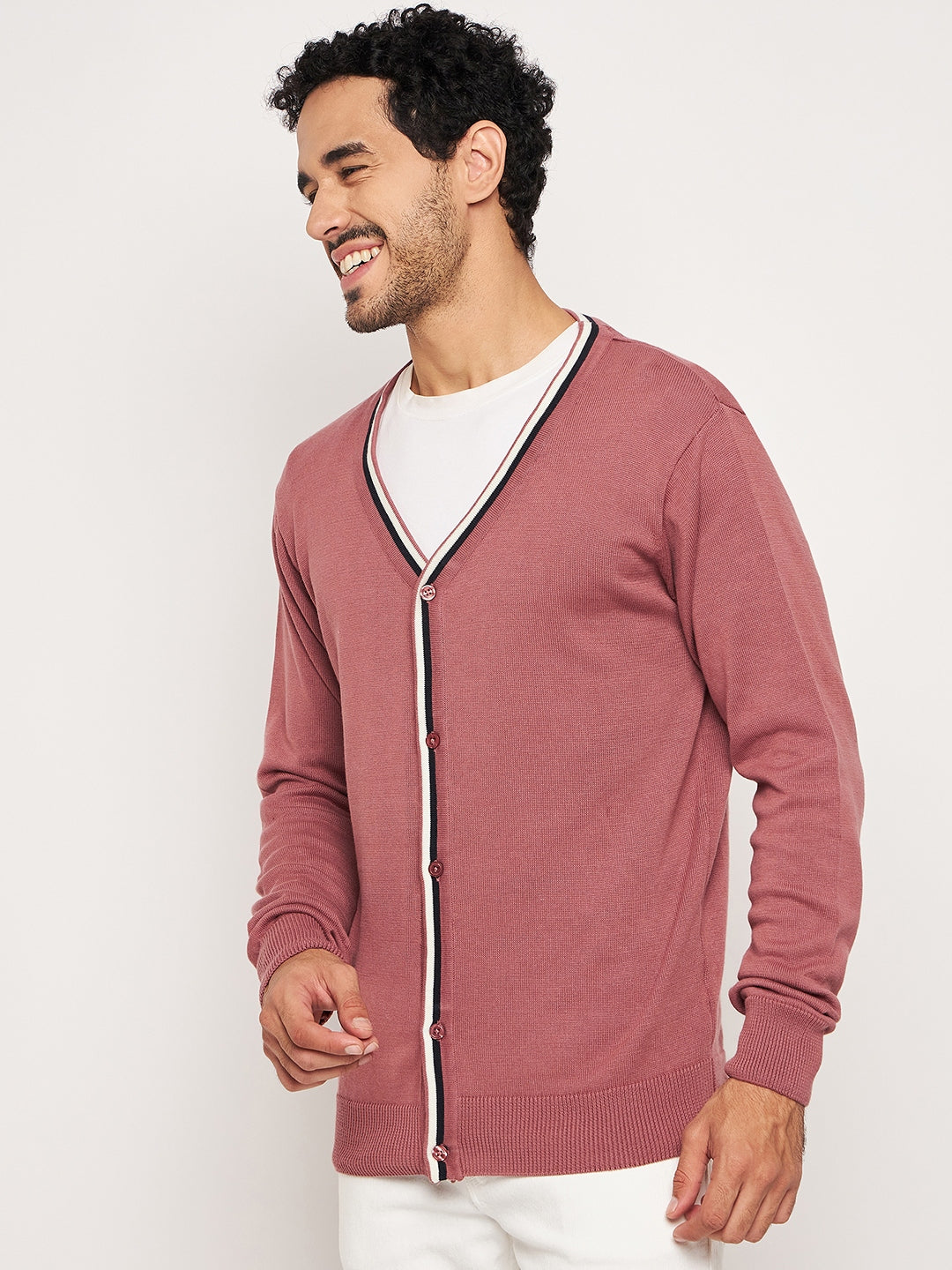 Dusty Pink V Neck Cardigan