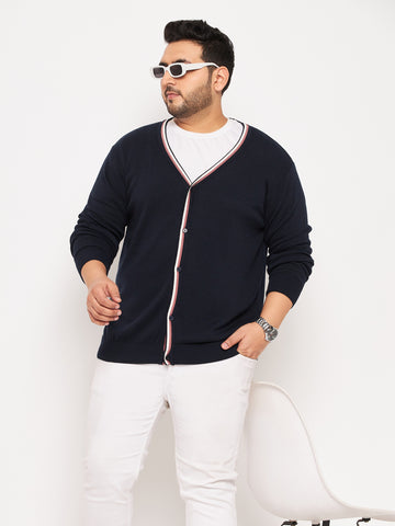 Navy V Neck Plus Size Sweater