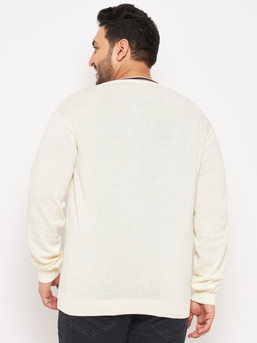 Off White V Neck Plus Size Sweater