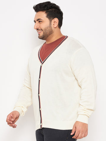 Off White V Neck Plus Size Sweater