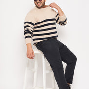 Khaki Round Neck Plus Size Sweater