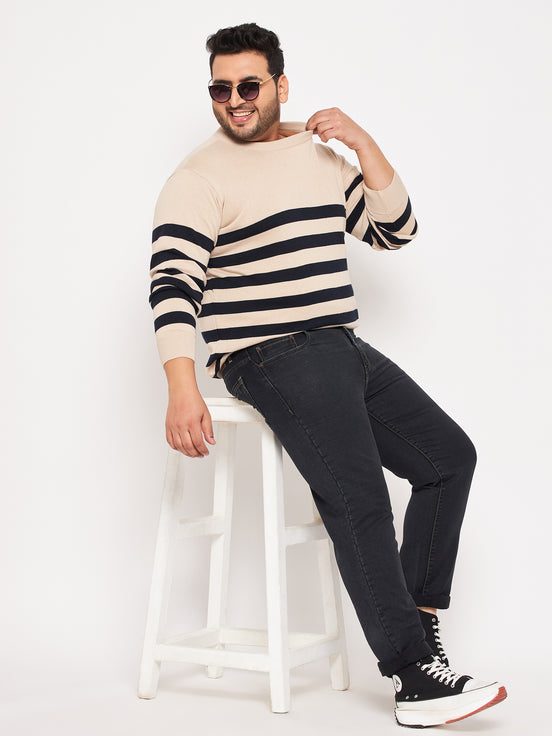 Khaki Round Neck Plus Size Sweater