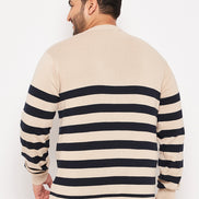 Khaki Round Neck Plus Size Sweater