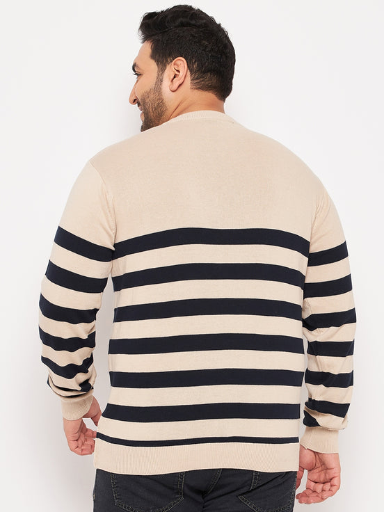 Khaki Round Neck Plus Size Sweater