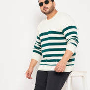 Off White Striped Plus Size Sweater