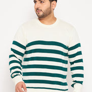 Off White Striped Plus Size Sweater