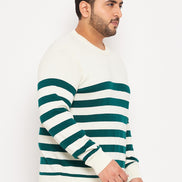 Off White Striped Plus Size Sweater
