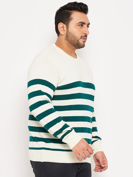 Off White Striped Plus Size Sweater