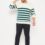 Off White Striped Plus Size Sweater