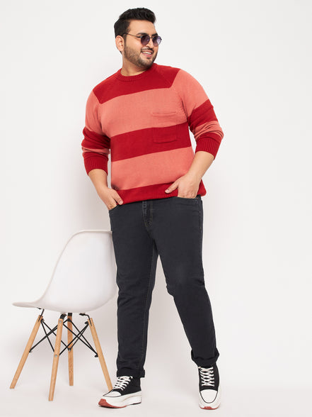 Rust Round Neck Plus Size Sweater