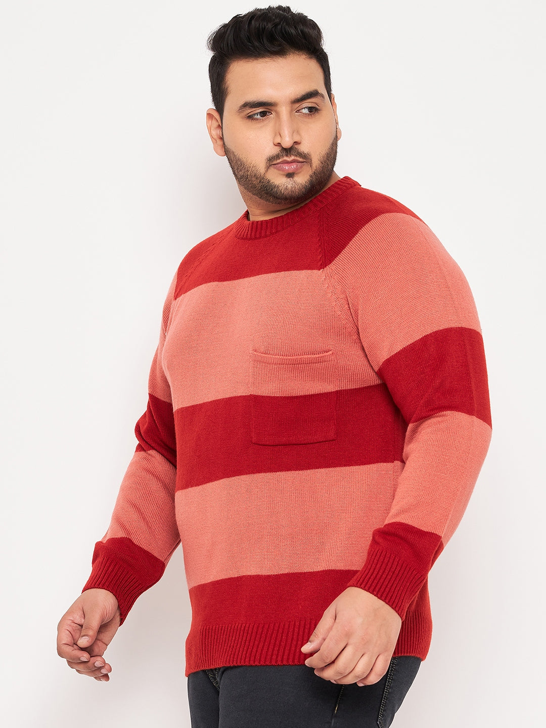 Rust Round Neck Plus Size Sweater