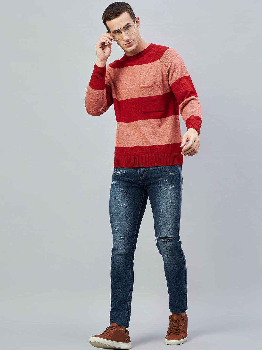 Rust Colorblocked Sweater