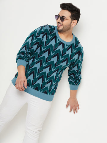 Green Round Neck Plus Size Sweater