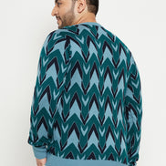 Green Round Neck Plus Size Sweater