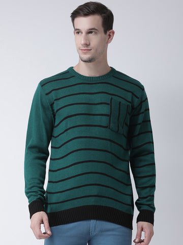 Teal Sweater Has Chest Pocket