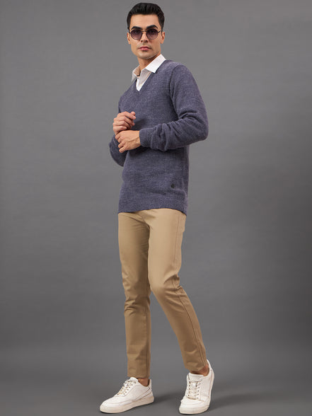 Purple Solid Sweater