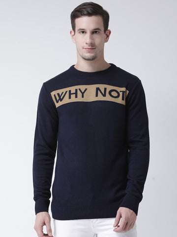 Navy Blue Solid Sweater